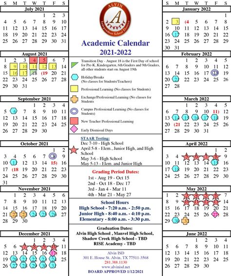Alvin Isd Calendar 2021 22